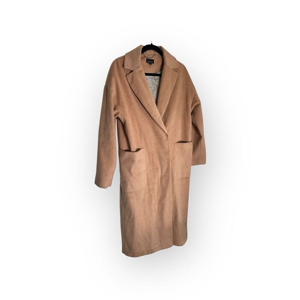 TOPSHOP Lily Soft Pink Dusty Rose Tailored Chic Trench Duster Coat Size 6 - Picture 5 of 10